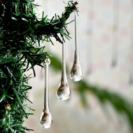 Clear Glass Chandelier Drop Ornaments - Christmas Tree Ornaments - Set of 20